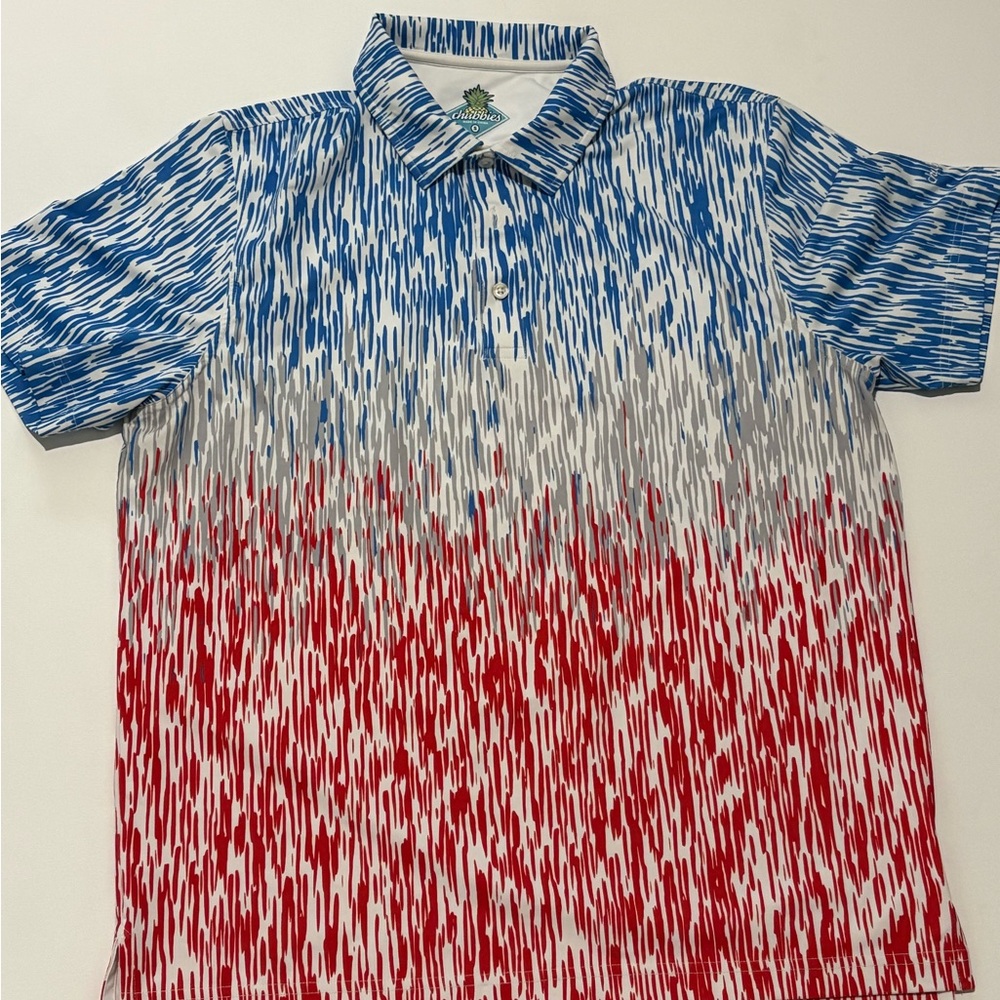 Chubbies Blue, White, and Red Polo Shirt